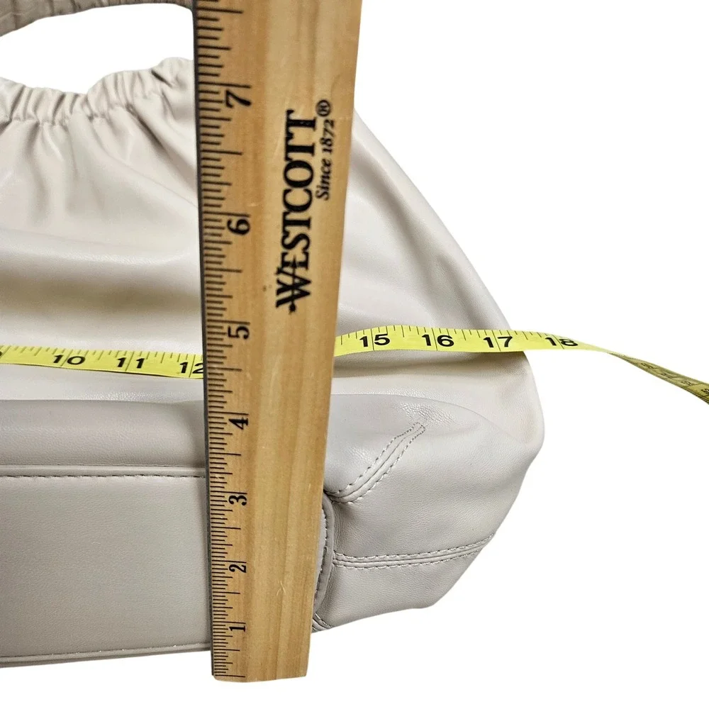 Oak + Fort Shoulder Bag Beige Ruched Vegan Leather Slouchy Hobo‎ Minimalist